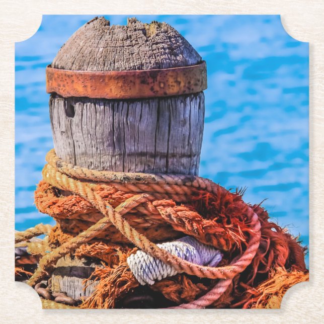 Posavasos De Papel Bollard de amarre antiguo (Anverso)