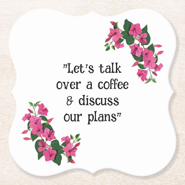 Posavasos De Papel Bonita placa de pulpa floral personalizada (Anverso)