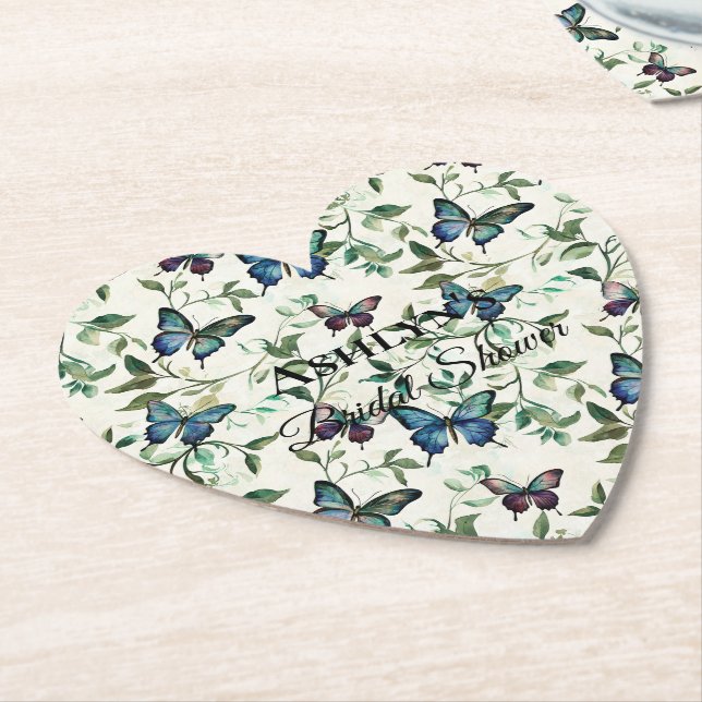 Posavasos De Papel Bonito Blue Butterflies Brillante (En perspectiva)
