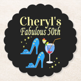 POSAVASOS DE PAPEL BONITO DISEÑO AZUL 50 DE CUMPLEAÑOS