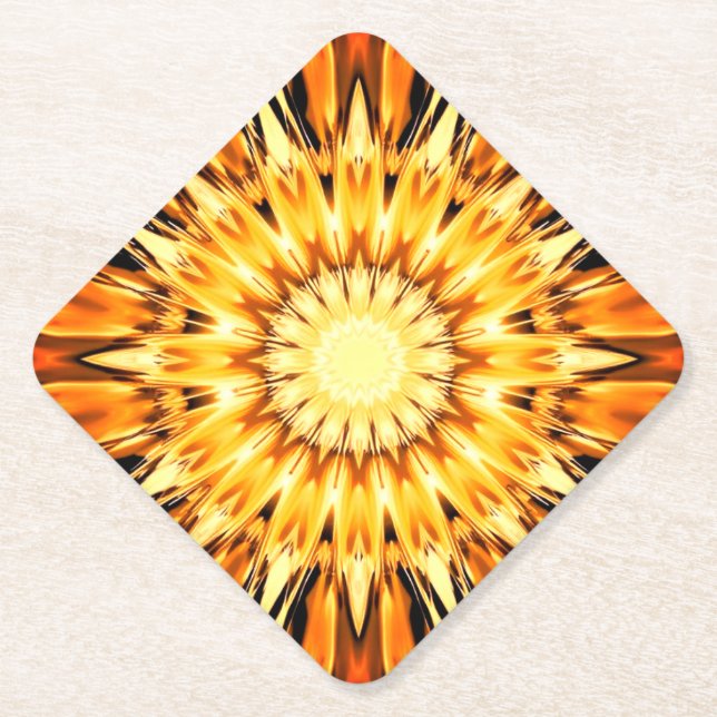 Posavasos De Papel Bonito Naranja Starburst Design Paper Coaster (Anverso)