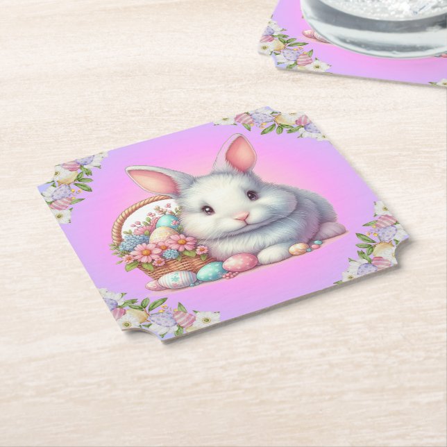 Posavasos De Papel Bonito Pastel de conejo de Pascua (En perspectiva)