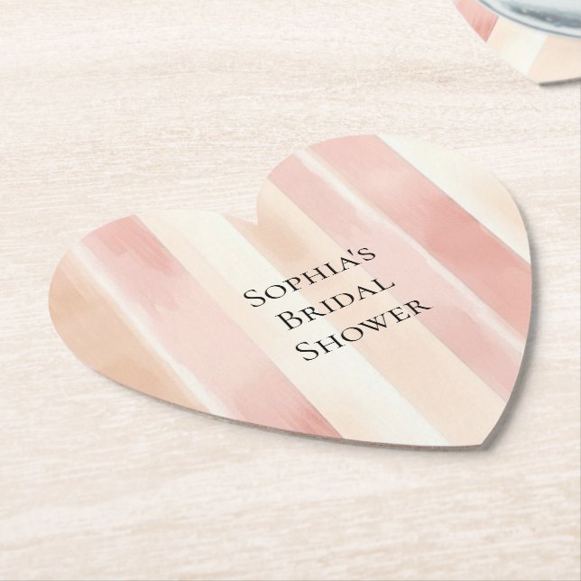 Posavasos De Papel Bonito Peach Pink Cream Stripes Brillante Shower (En perspectiva)