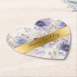 Posavasos De Papel Bonito Púrpura Pearl Gold Boda Floral