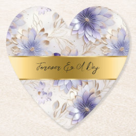 Posavasos De Papel Bonito Púrpura Pearl Gold Boda Floral