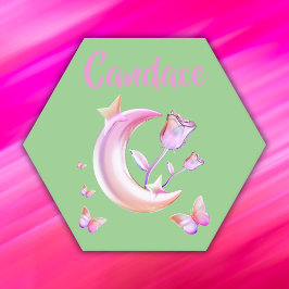 Posavasos De Papel Bonito Rosa- Luna, Mariposa, Floral - Monograma |