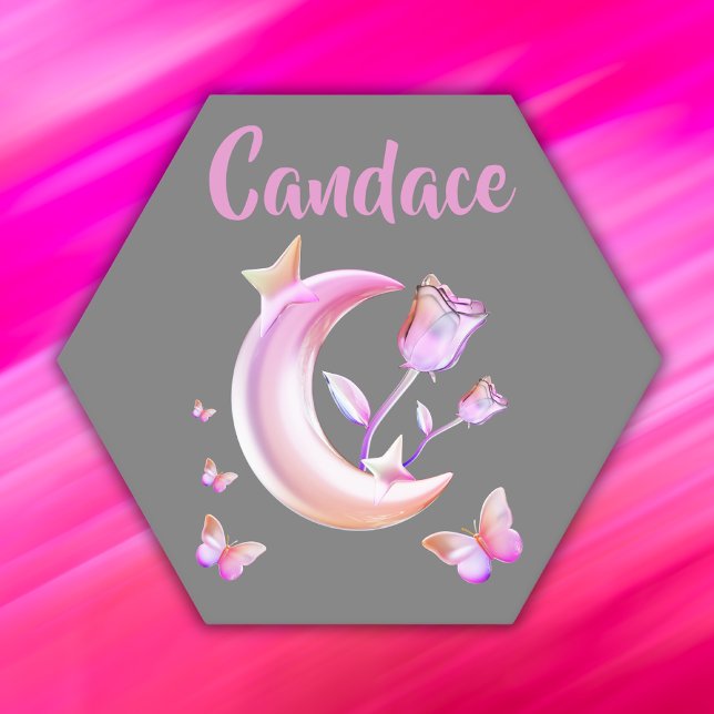 Posavasos De Papel Bonito Rosa- Luna, Mariposa, Floral - Monograma | (Subido por el creador)