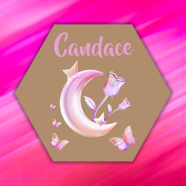 Posavasos De Papel Bonito Rosa- Luna, Mariposa, Floral - Monograma | (Subido por el creador)