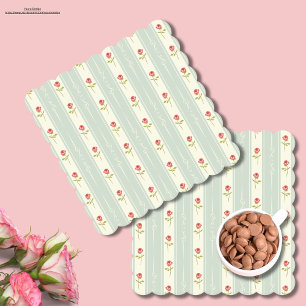 Posavasos De Papel Bonito Shabby chic Cute patrón floral en azul