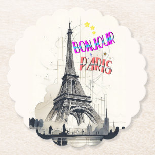 Posavasos De Papel Bonjour Colorido París