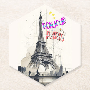 Posavasos De Papel Bonjour París Colorido