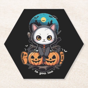 Posavasos De Papel Boo a ti también Alas y calabaza de gatos