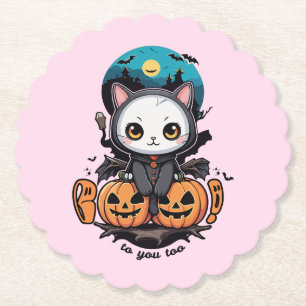Posavasos De Papel Boo a ti también Alas y calabaza de gatos
