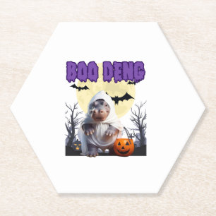 Posavasos De Papel Boo Deng Moo Deng Cute Baby Pygmy Hippo Halloween