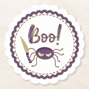 Posavasos De Papel Boo divertido personaje de araña de Halloween mano