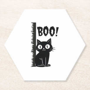Posavasos De Papel ¡Boo! Gracioso escondiendo a Peekaboo Scary Gato d