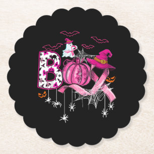 Posavasos De Papel Boo Halloween Calabaza Cinta rosa Leche de Bruja p