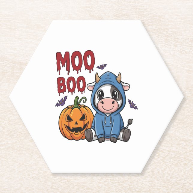 Posavasos De Papel Boo Halloween Spookan a la vaca fantasma (Anverso)