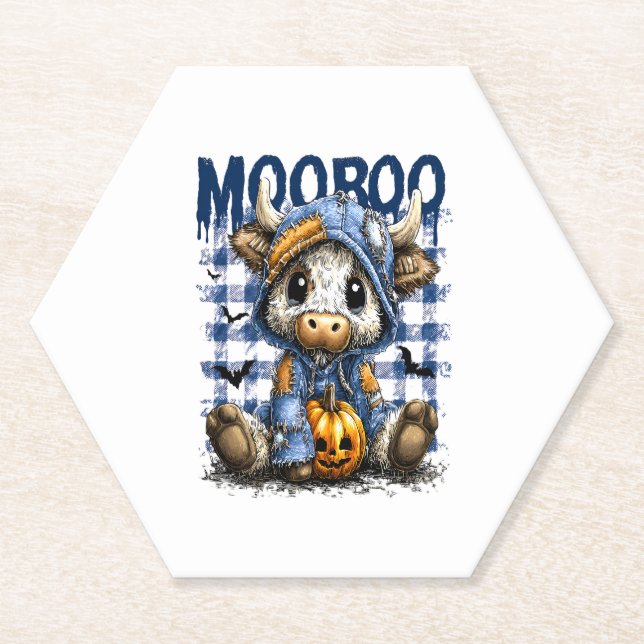 Posavasos De Papel Boo Halloween Spooky Highland Cow (Anverso)