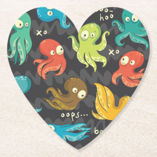 Posavasos De Papel Boo Octopus Cute Niños Multicolor Ropa y Decoració
