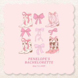 Posavasos De Papel Boots & Bows Bachelorette