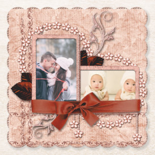 Posavasos De Papel Bordados rosados y fotos de cintas