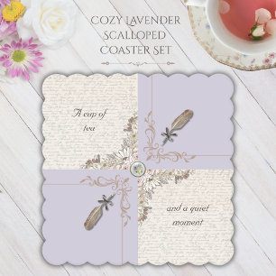 Posavasos De Papel Borde Escalonado Cozy Lavanda Librero