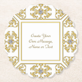 Posavasos De Papel Borde Ornamental de Oro Elegante con Acento de Dia