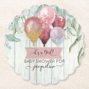 Posavasos De Papel Borgoña rosa Balón Madera Rústica Niña Ducha