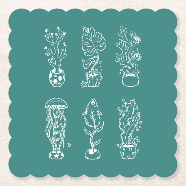 Posavasos De Papel Botánico extravagante (Anverso)