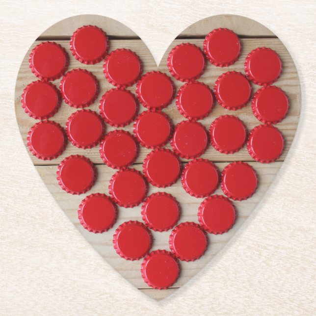 Posavasos De Papel Botellas de cerveza de corazón rojo (Anverso)