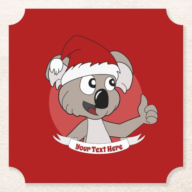 Posavasos De Papel botón personalizado de navidades koala (Anverso)