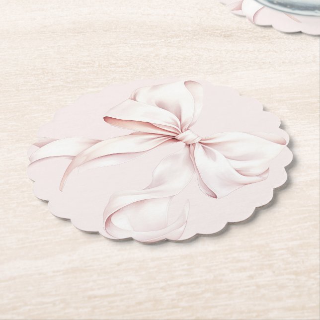 Posavasos De Papel Bow rosado que está atando el nudo (En perspectiva)