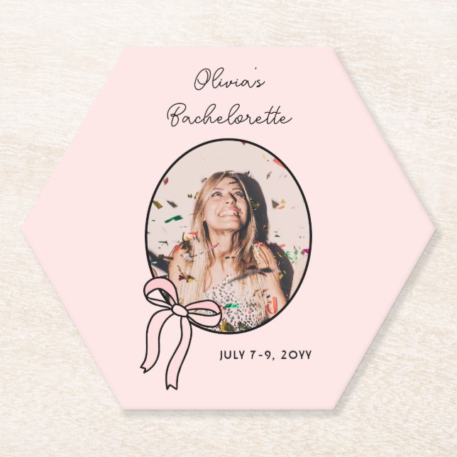 Posavasos De Papel Bows & Babes Coquette Bachelorette (Anverso)