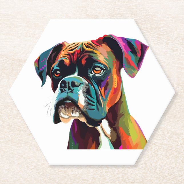 Posavasos De Papel Boxer Dog Colorful (Anverso)