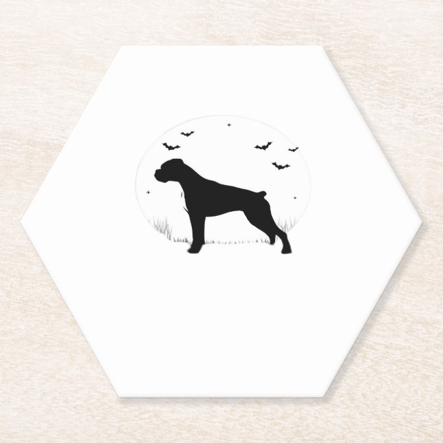 Posavasos De Papel Boxer Dog � Halloween Moon Silhouette Classic T-Sh (Anverso)