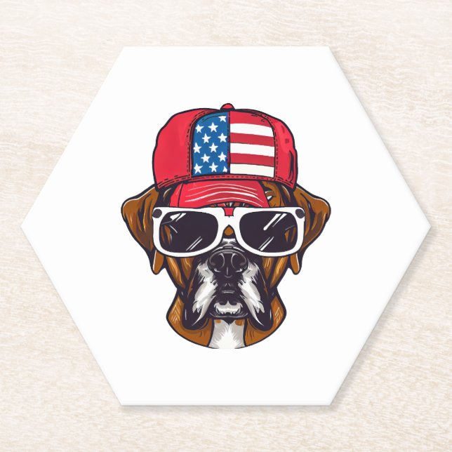 Posavasos De Papel Boxer Dog USA (Anverso)