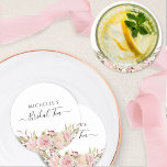Posavasos De Papel Bridal (u otro) elegante Rubor Rosa Gold<br><div class="desc">La elegante montaña rusa con la capacidad de cambiar para enviar mensajes a otros eventos. Bonito detalle floral en tonos rosa y oro rosa. Detalles modernos de caligrafía escrita a mano. Al cambiar el diseño a un evento diferente, por favor añada nuestro evento entre los cuadrados para mantener la cola...</div>