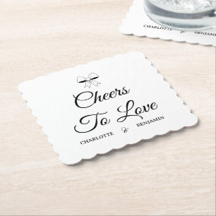 Posavasos De Papel Brindis al Amor Burgundy Escritura Cinta de Boda e