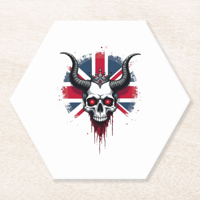 Posavasos De Papel British Skull England UK Flag Premium T-Shirt (1) (Anverso)