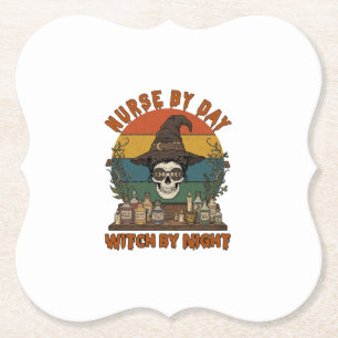 Posavasos De Papel Bruja Día Enfermera Noche Halloween Calaveras Poci