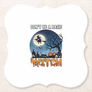 Posavasos De Papel Bruja No Sea Básica Halloween Luna Gato Calabaza_1