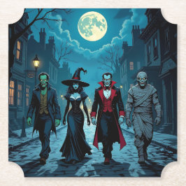 Posavasos De Papel Bruja, vampiro, dracula y fiesta de Halloween de m