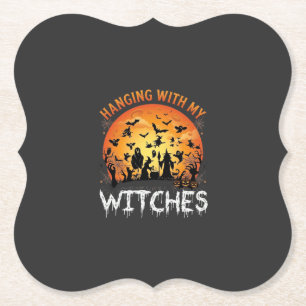 Posavasos De Papel Brujas Colgantes Luna de Halloween Murciélagos Cal