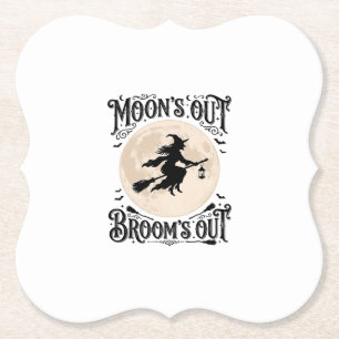 Posavasos De Papel Brujas de Halloween Lunas Fuera Escobas Fuera