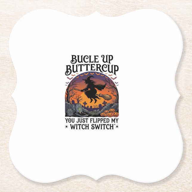 Posavasos De Papel Bucle Arriba Bruja Mantequilla Switch Halloween Es (Anverso)