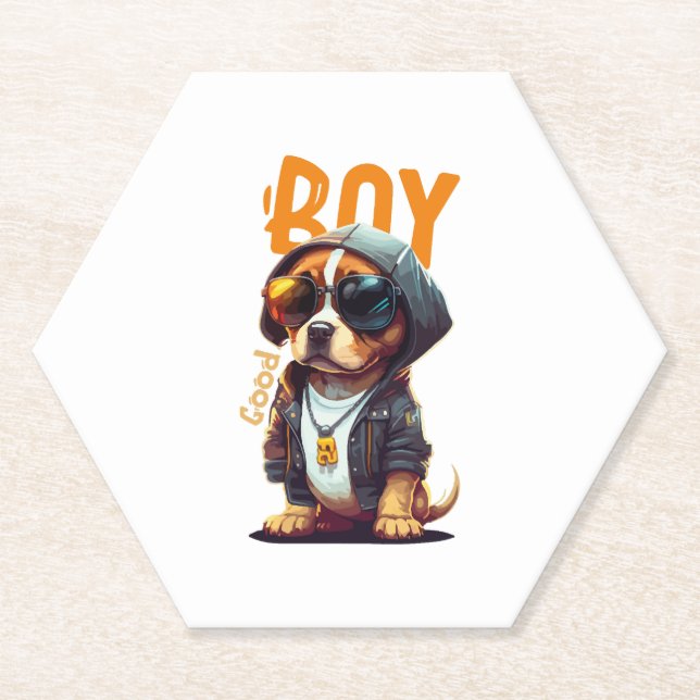 Posavasos De Papel Buen chico perro cachorro (Anverso)