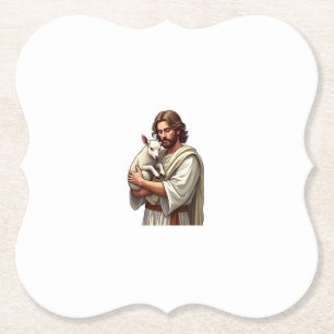 Posavasos De Papel Buen Pastor Jesús Camiseta de Grabado Vintage