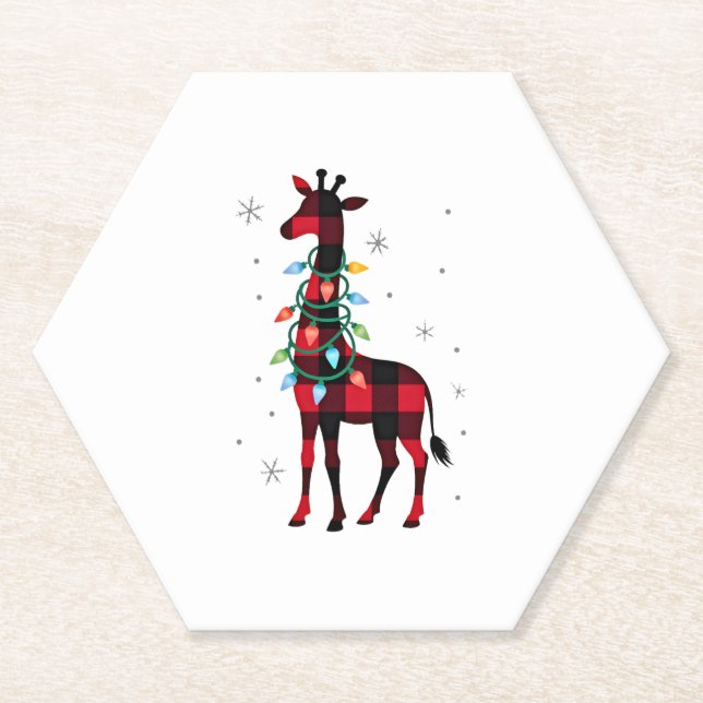 Posavasos De Papel Buffalo Plaid Family Matching Giraffe Christmas Pa (Anverso)
