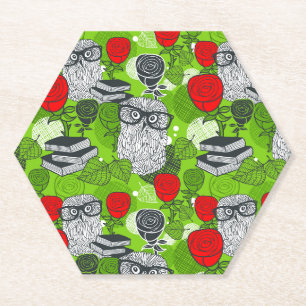 Posavasos De Papel Búho en rosas rojas